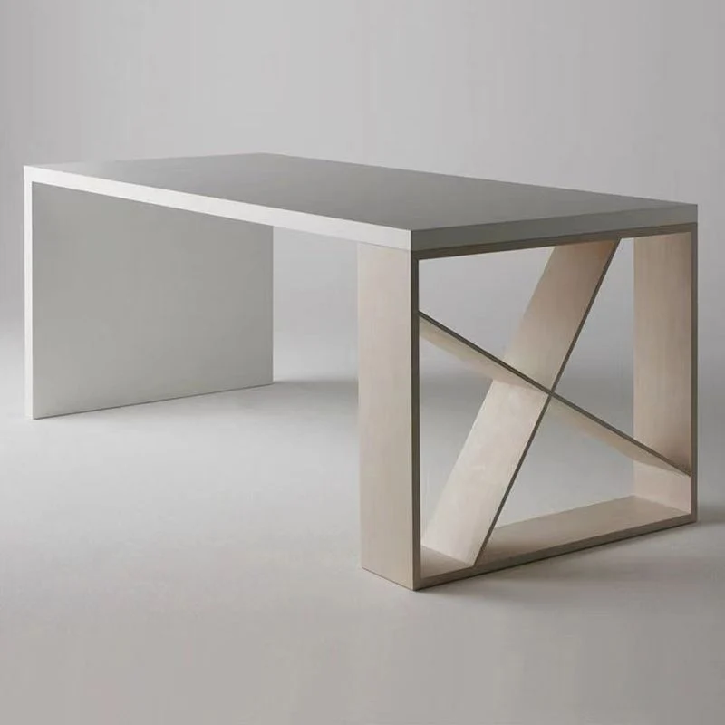 Bureau d'écriture rectangulaire en bois massif blanc, bureau de réunion Glam pour bureau Clearhalo