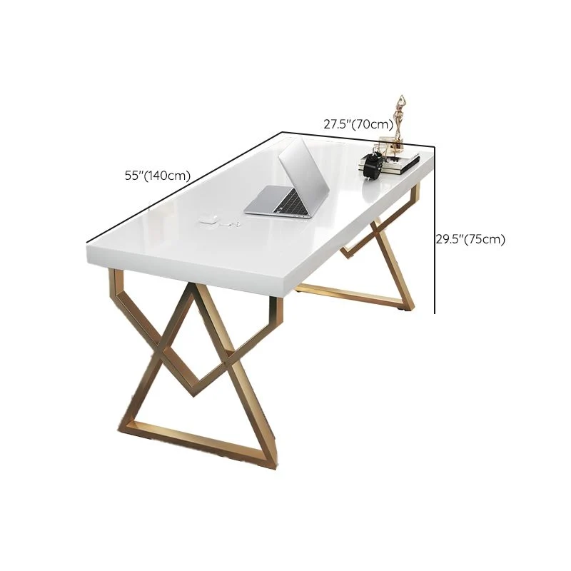 Bureau d'écriture rectangulaire en bois massif, bureau glamour pour la maison Clearhalo