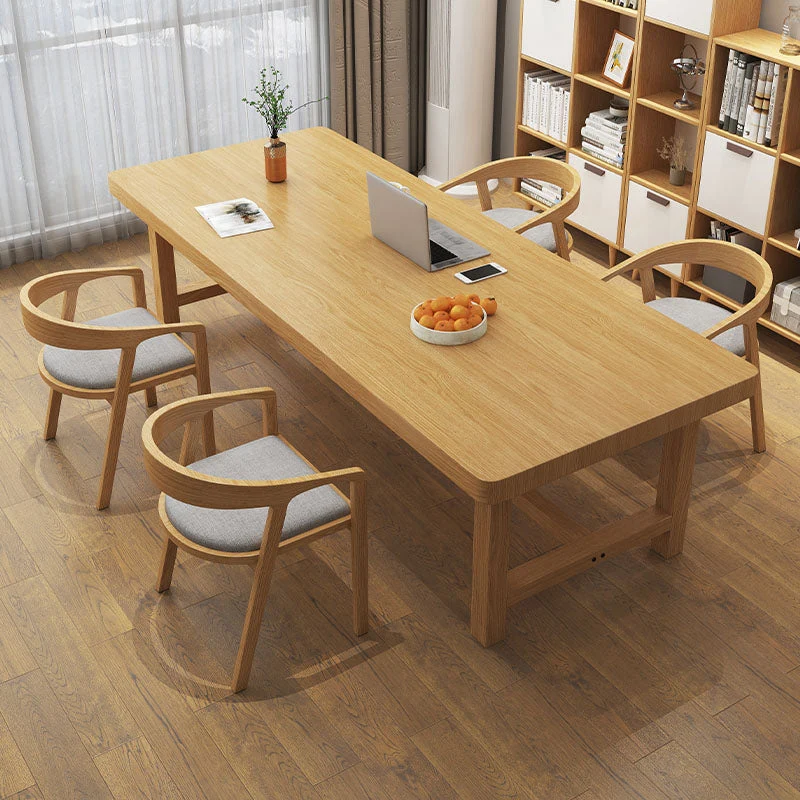 Bureau d'écriture rectangulaire en bois massif, bureau moderne de 29,53 pouces de haut, naturel Clearhalo