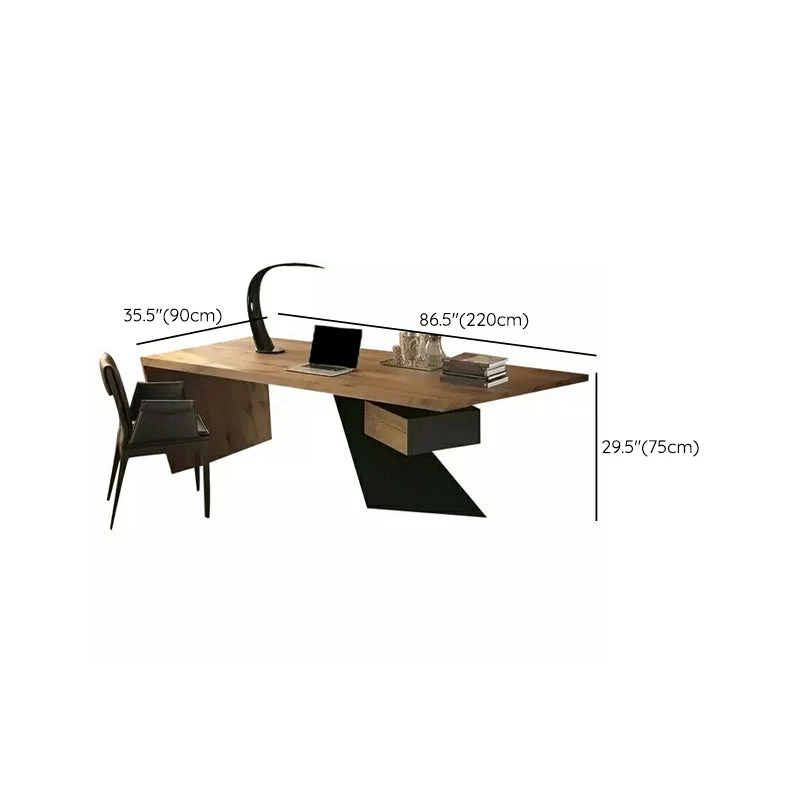 Bureau d'écriture rectangulaire en bois massif, bureau industriel de 29,53 pouces de haut Clearhalo