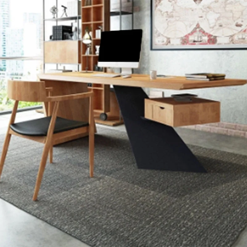Bureau d'écriture rectangulaire en bois massif, bureau industriel de 29,53 pouces de haut Clearhalo