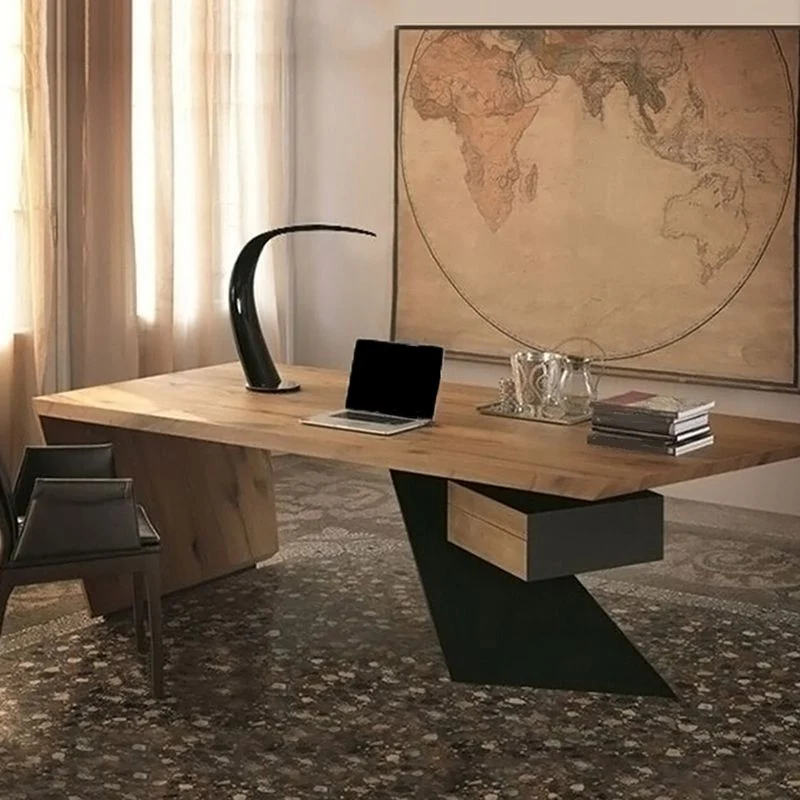 Bureau d'écriture rectangulaire en bois massif, bureau industriel de 29,53 pouces de haut Clearhalo