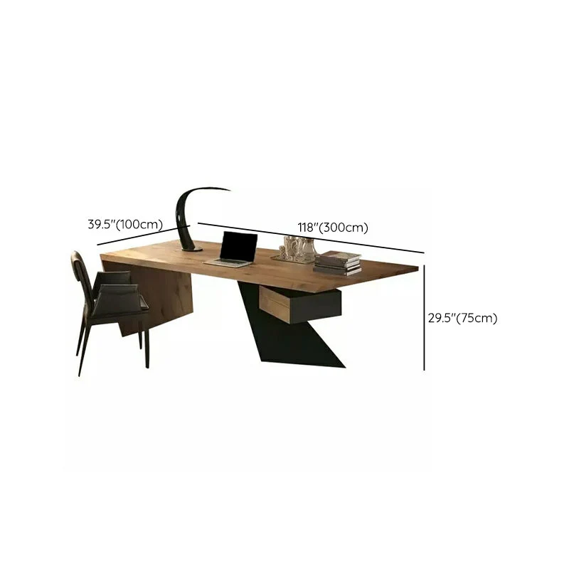 Bureau d'écriture rectangulaire en bois massif, bureau industriel de 29,53 pouces de haut Clearhalo