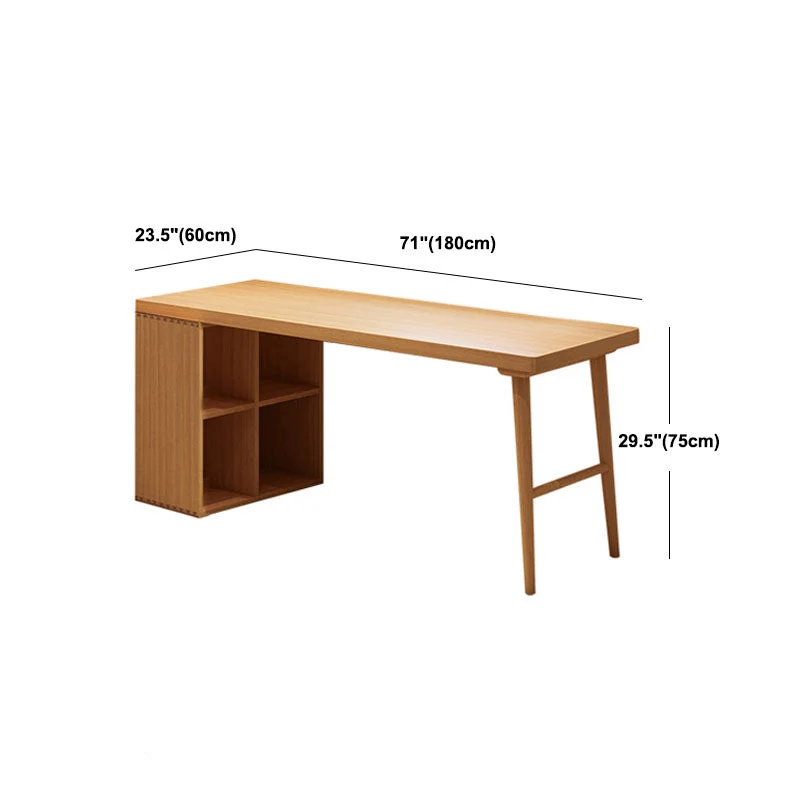 Bureau d'écriture rectangulaire en bois massif, bureau de réunion moderne avec bibliothèque Clearhalo