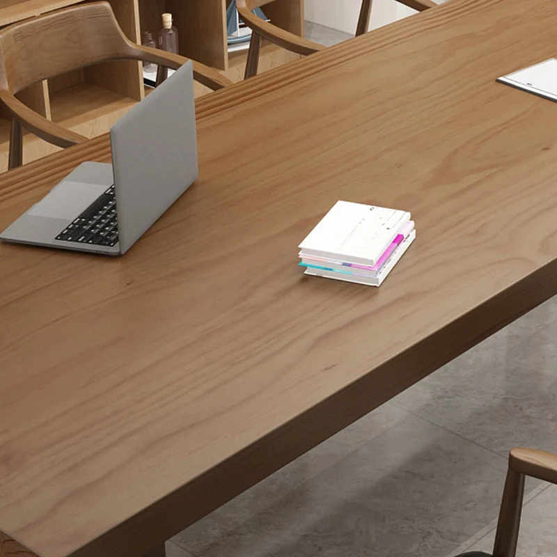 Bureau d'écriture rectangulaire en bois massif, bureau industriel de 29,53 po de hauteur avec base en H Clearhalo