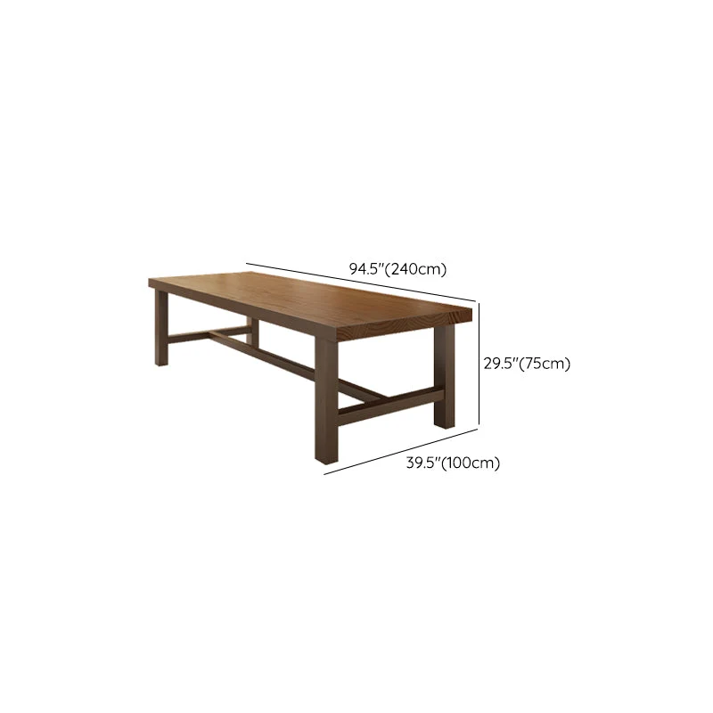 Bureau d'écriture rectangulaire en bois massif, bureau industriel de 29,53 po de hauteur avec base en H Clearhalo