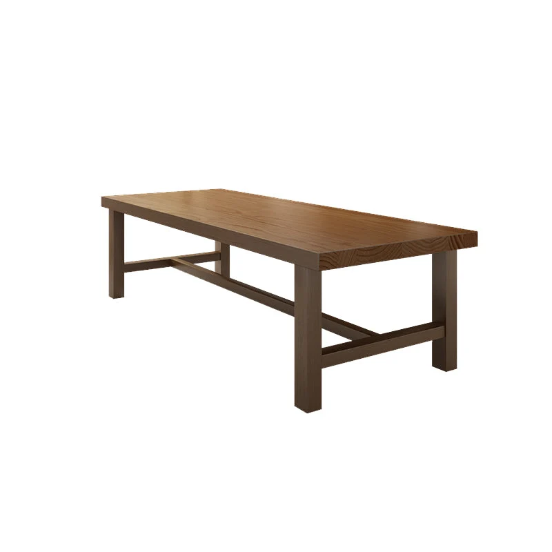 Bureau d'écriture rectangulaire en bois massif, bureau industriel de 29,53 po de hauteur avec base en H Clearhalo