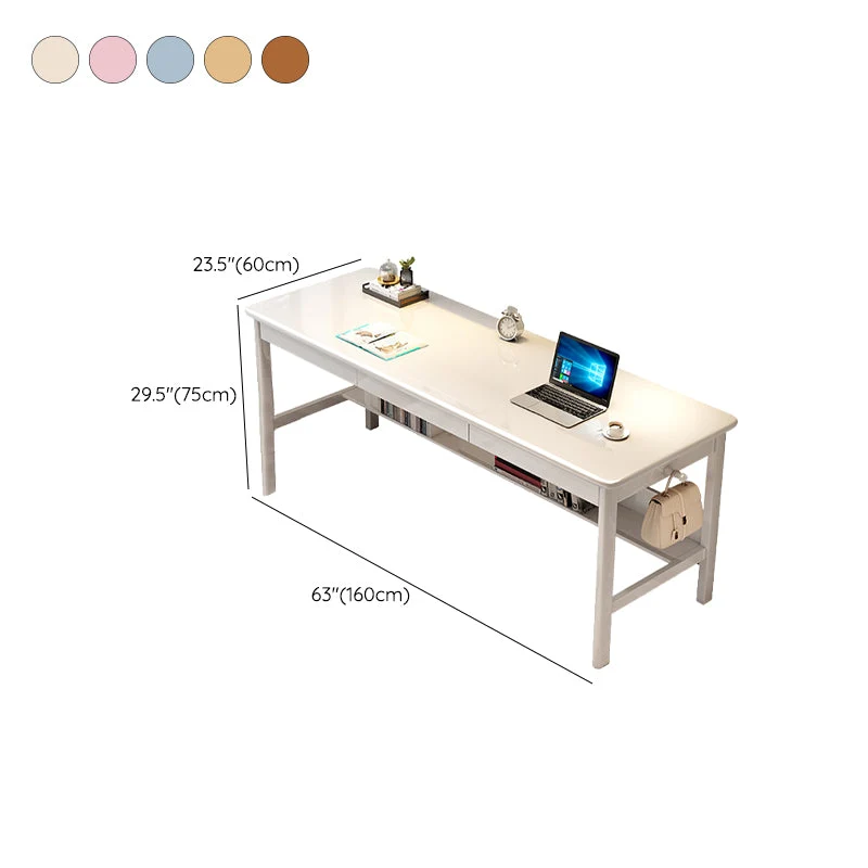 Bureau d'écriture rectangulaire en bois massif, bureau moderne de 29,53 po de haut avec 3 tiroirs Clearhalo