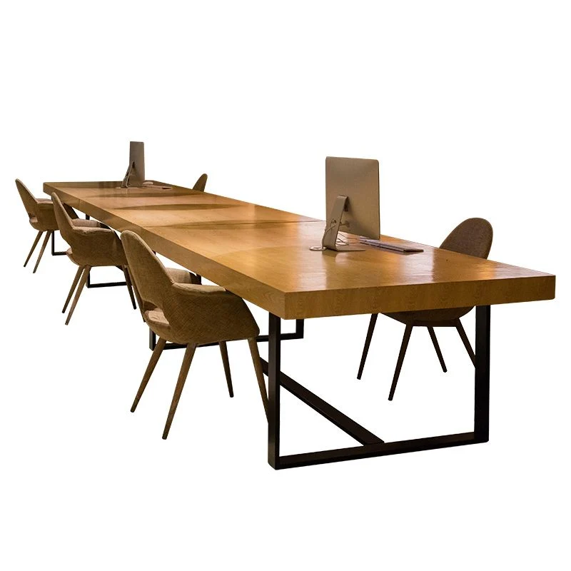 Bureau d'écriture rectangulaire en bois massif, bureau de réunion industriel pour bureau Clearhalo