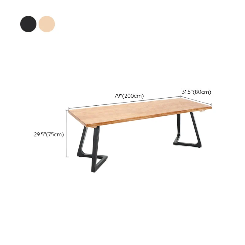Bureau d'écriture rectangulaire en bois massif, bureau de réunion industriel pour la maison Clearhalo