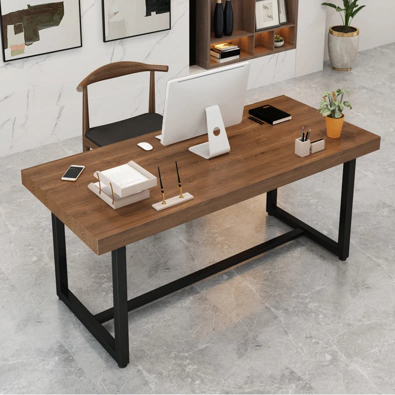 Bureau d'écriture rectangulaire en bois massif, bureau industriel, bureau de réunion Clearhalo