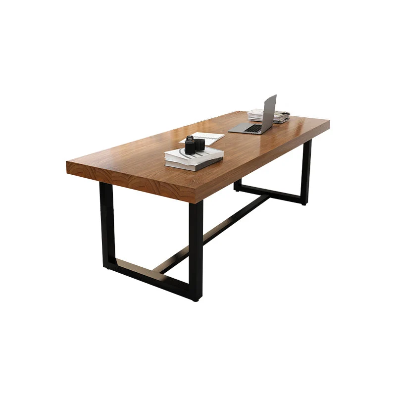 Bureau d'écriture rectangulaire en bois massif, bureau industriel, bureau de réunion Clearhalo