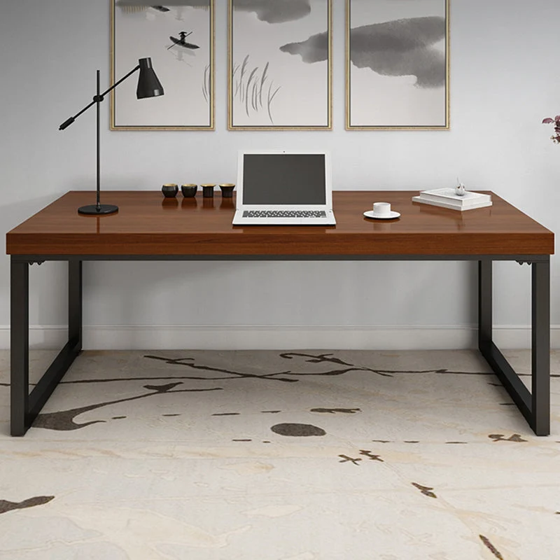 Bureau d'écriture rectangulaire en bois massif, maison industrielle Clearhalo