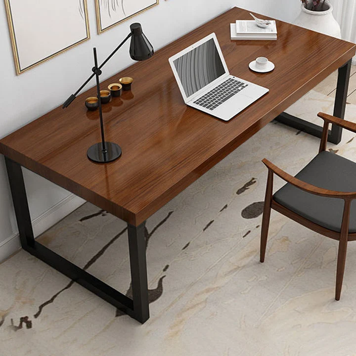 Bureau d'écriture rectangulaire en bois massif naturel, bureau de réunion moderne pour le bureau Clearhalo