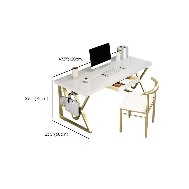 Bureau d'écriture rectangulaire en bois massif, 1 étagère, 29,53 po de hauteur Clearhalo