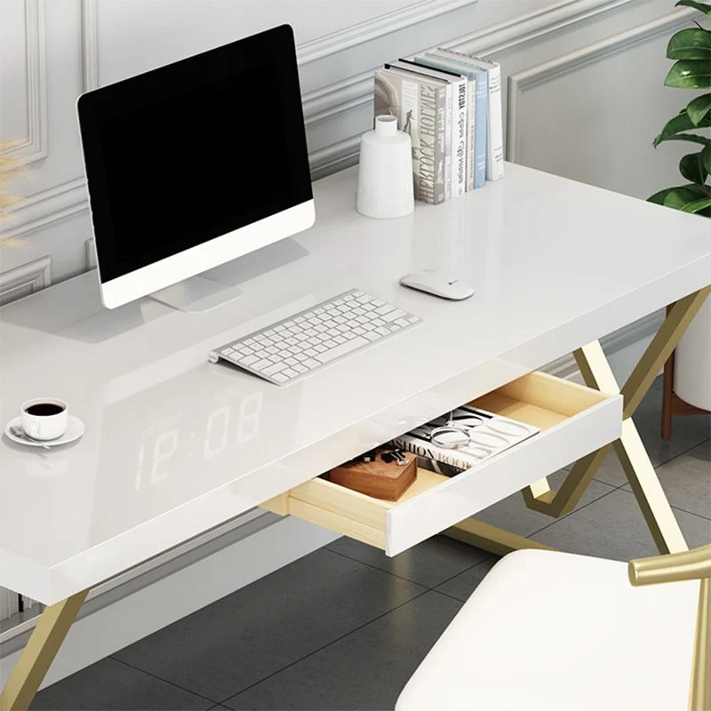 Bureau d'écriture rectangulaire en bois massif, 1 étagère, 29,53 po de hauteur Clearhalo