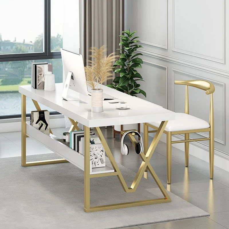 Bureau d'écriture rectangulaire en bois massif, 1 étagère, 29,53 po de hauteur Clearhalo