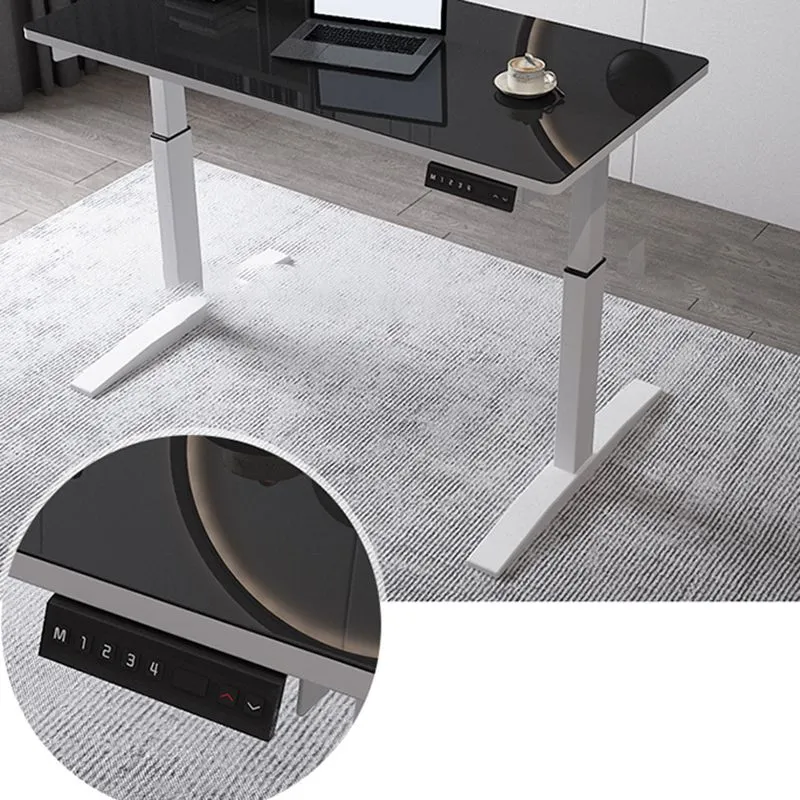 Bureau d'écriture rectangulaire en bois moderne, avec base en forme de T, pour la maison Clearhalo