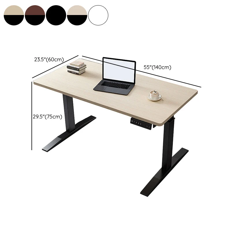 Bureau d'écriture rectangulaire en bois moderne, avec base en forme de T, pour la maison Clearhalo