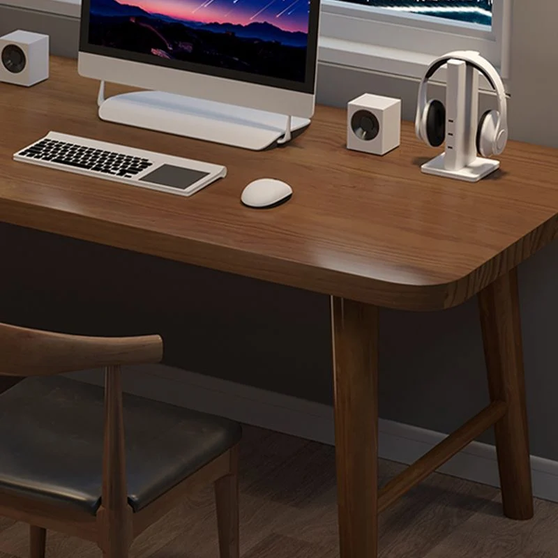 Bureau d'écriture rectangulaire contemporain en bois massif avec base en H de 29,53 po de hauteur Clearhalo