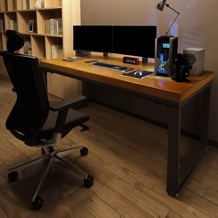 Bureau d'écriture rectangulaire contemporain, bureau en bois massif avec pieds Clearhalo