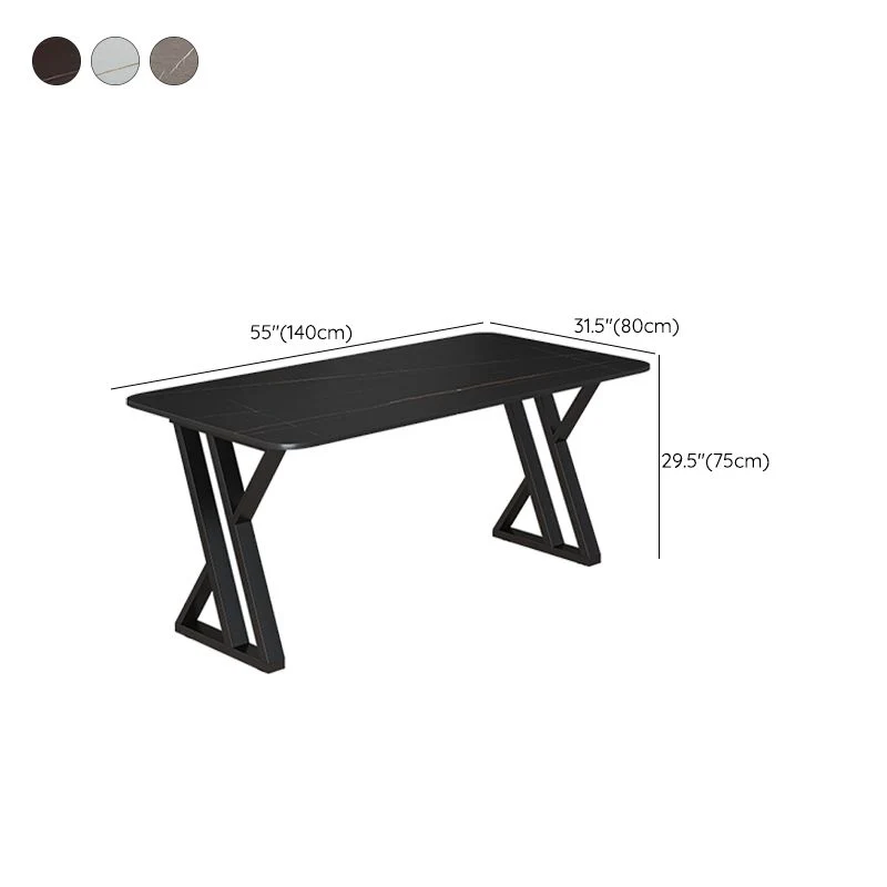 Bureau d'écriture rectangulaire contemporain, bureau d'ordinateur au fini antique avec pieds en métal Clearhalo