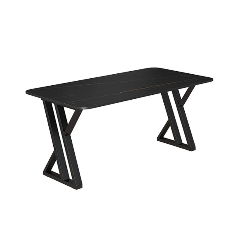 Bureau d'écriture rectangulaire contemporain, bureau d'ordinateur au fini antique avec pieds en métal Clearhalo