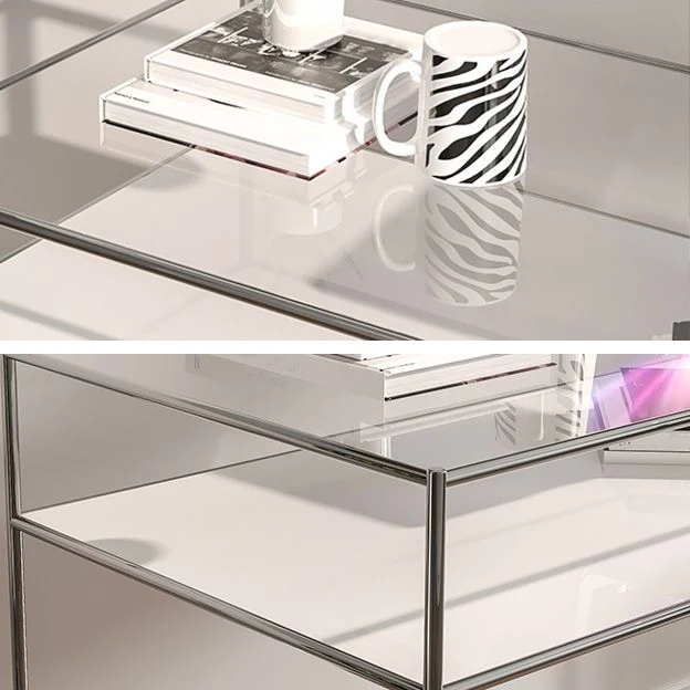 Bureau d'écriture rectangulaire contemporain en verre en forme de H Clearhalo