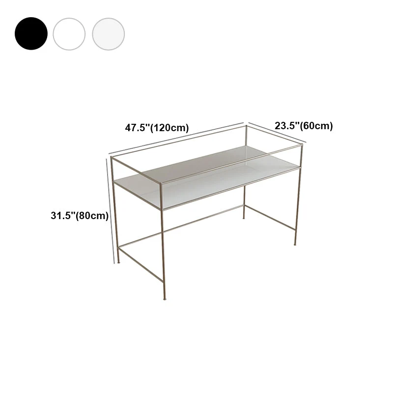 Bureau d'écriture rectangulaire contemporain en verre en forme de H Clearhalo