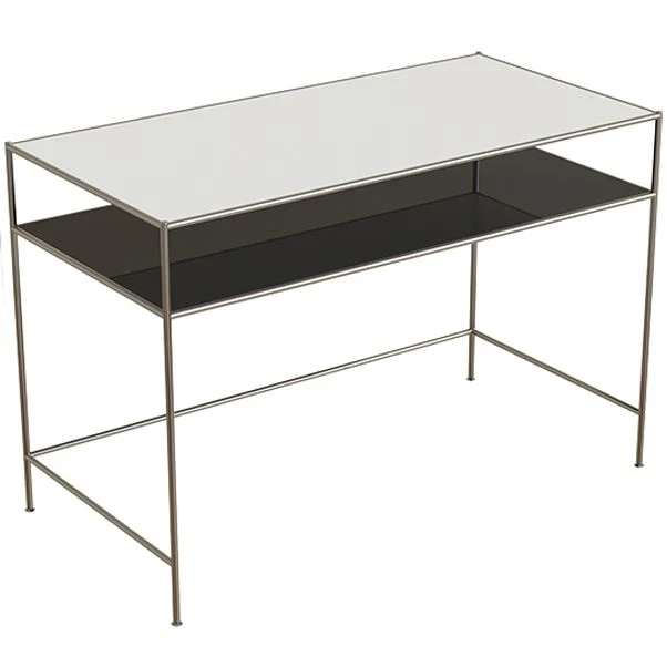 Bureau d'écriture rectangulaire contemporain en verre en forme de H Clearhalo