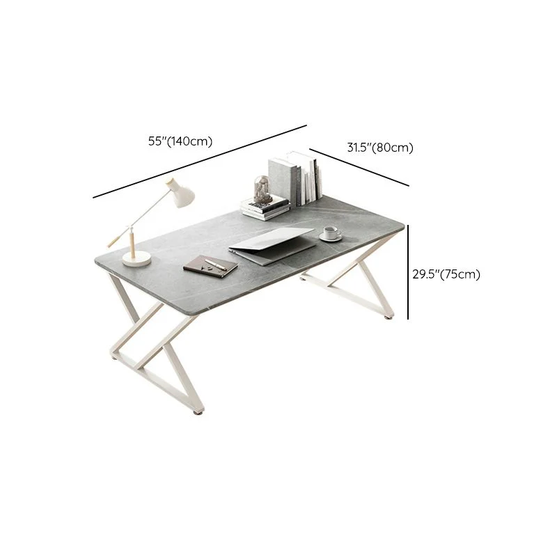 Bureau d'écriture rectangulaire, finition antique, bureau d'ordinateur avec pieds en métal Clearhalo
