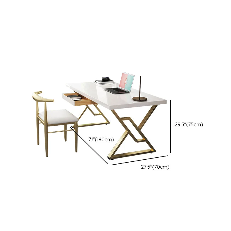 Bureau d'écriture rectangulaire Glam de 29,53 po de hauteur en bois massif Clearhalo