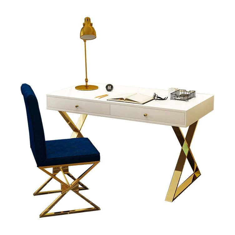 Bureau d'écriture rectangulaire Glam Bureau en bois avec pieds en métal Clearhalo