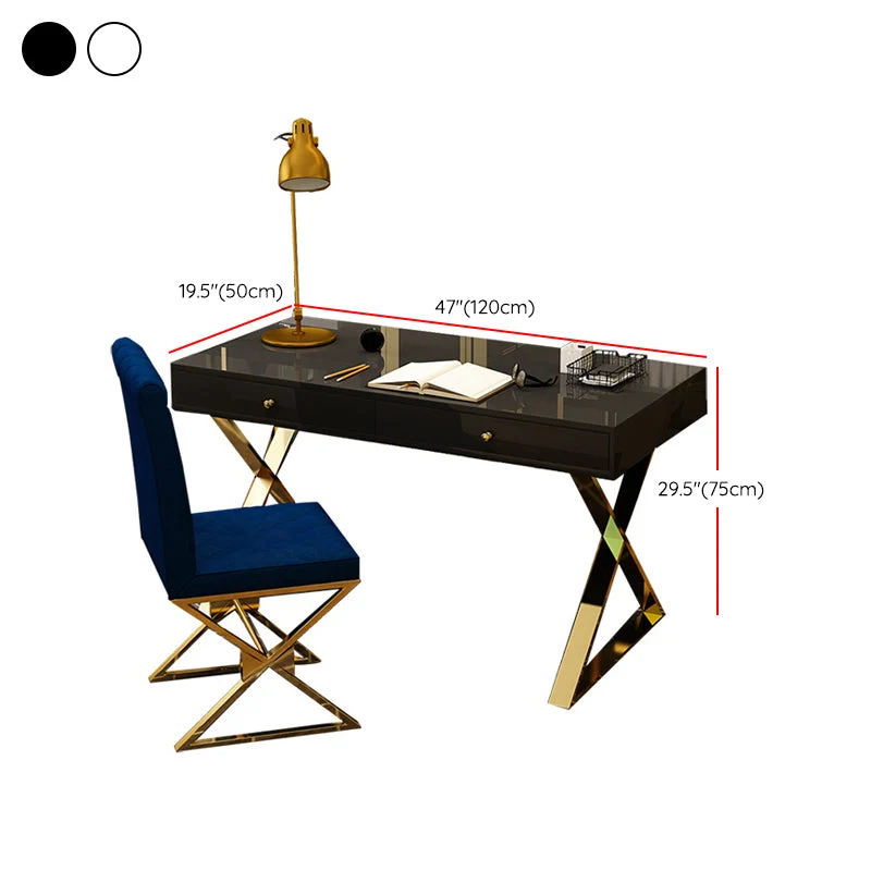 Bureau d'écriture rectangulaire Glam Bureau en bois avec pieds en métal Clearhalo