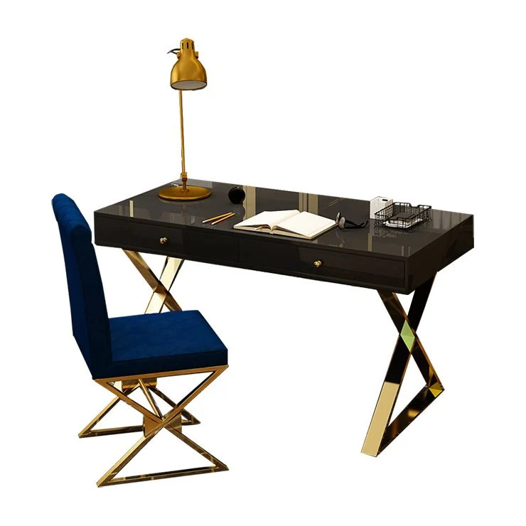 Bureau d'écriture rectangulaire Glam Bureau en bois avec pieds en métal Clearhalo