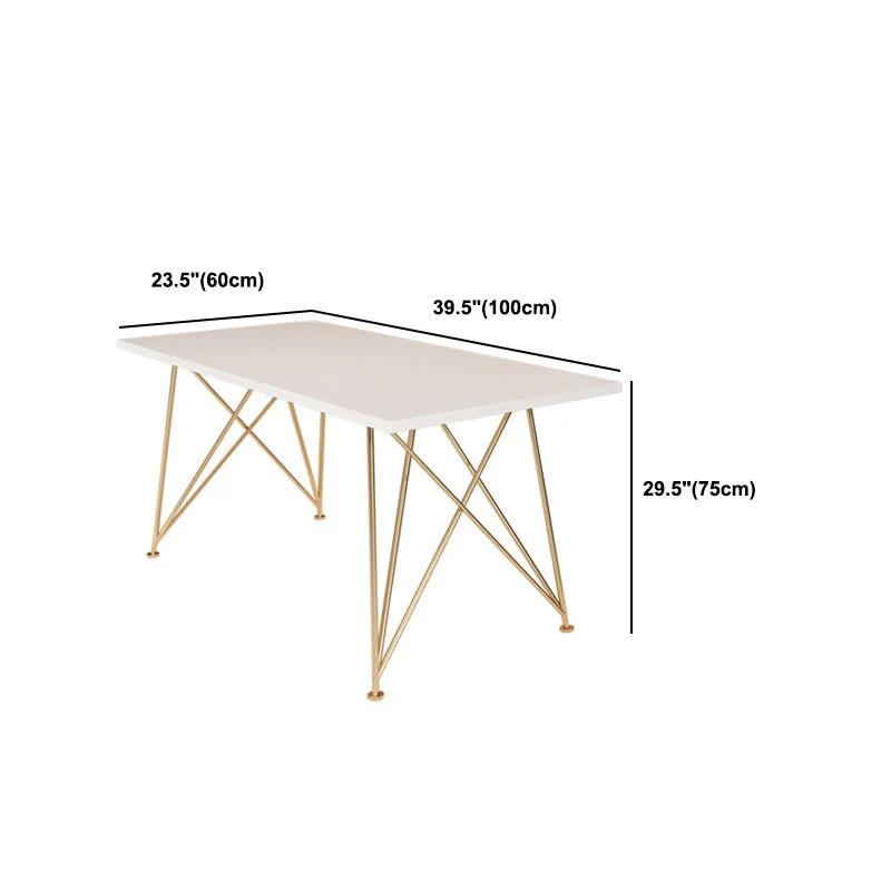 Bureau d'écriture rectangulaire Glam Bureau d'écriture en bois blanc avec pieds en métal Clearhalo