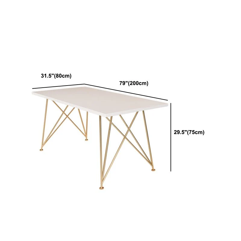Bureau d'écriture rectangulaire Glam Bureau d'écriture en bois blanc avec pieds en métal Clearhalo