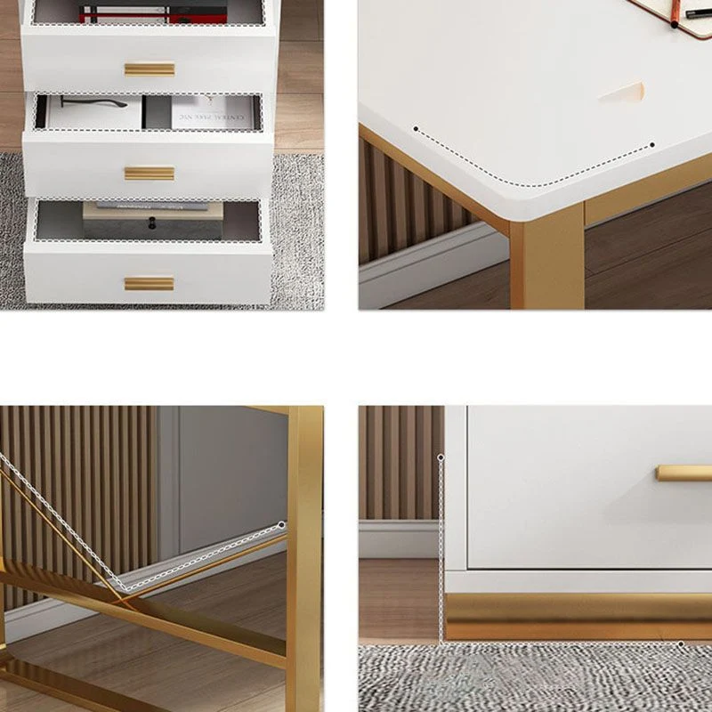 Bureau d'écriture rectangulaire Glam Executive Desk de 29,5 po de hauteur avec tiroirs Clearhalo