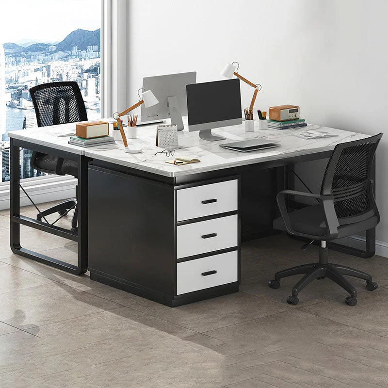 Bureau d'écriture rectangulaire Glam Executive Desk de 29,5 po de hauteur avec tiroirs Clearhalo