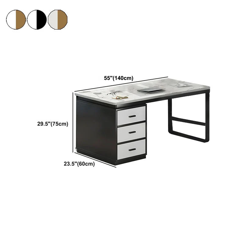 Bureau d'écriture rectangulaire Glam Executive Desk de 29,5 po de hauteur avec tiroirs Clearhalo