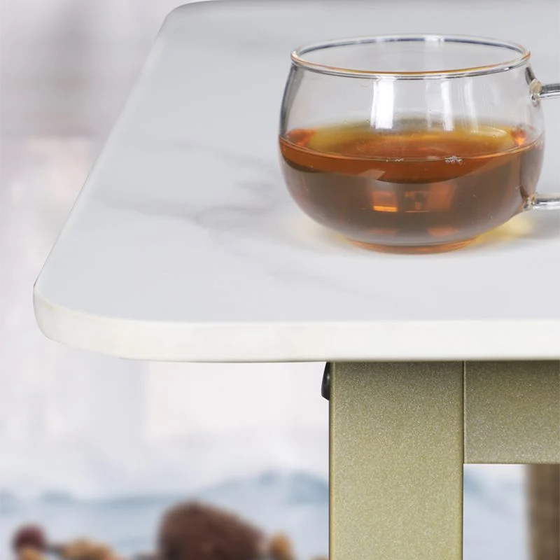 Bureau d'écriture rectangulaire Glam en pierre avec pieds en métal Clearhalo