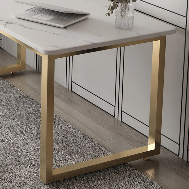 Bureau d'écriture rectangulaire Glam en pierre avec pieds en métal Clearhalo