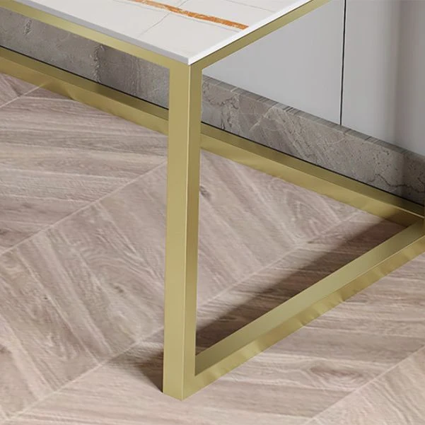 Bureau d'écriture rectangulaire Glam Stone de 29,53 po de haut avec base en fer Clearhalo