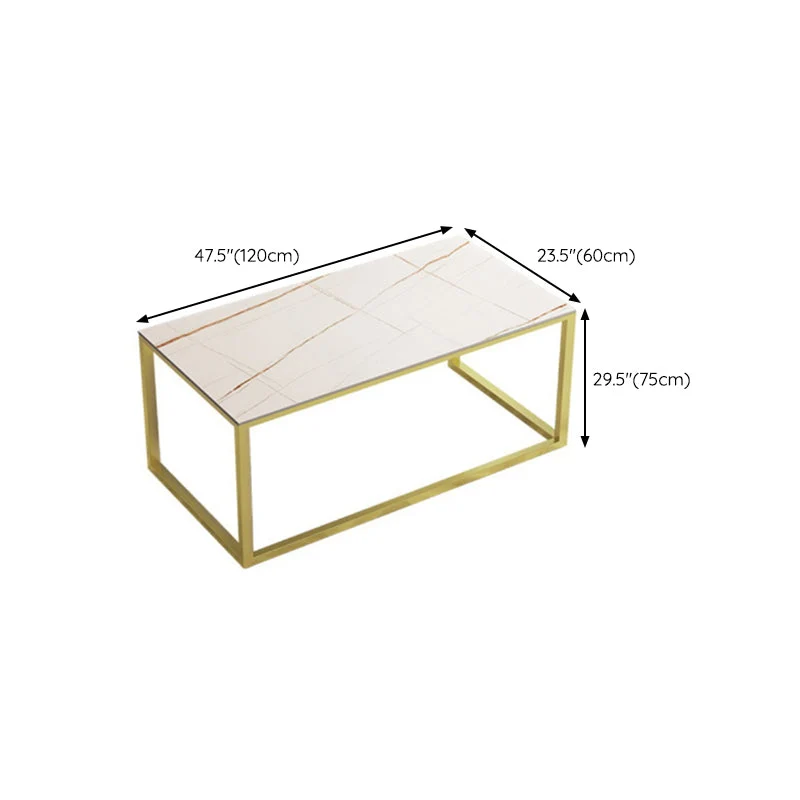 Bureau d'écriture rectangulaire Glam Stone de 29,53 po de haut avec base en fer Clearhalo