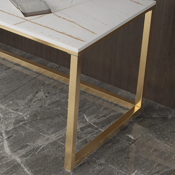 Bureau d'écriture rectangulaire Glam Stone de 29,53 po de haut avec base en fer Clearhalo