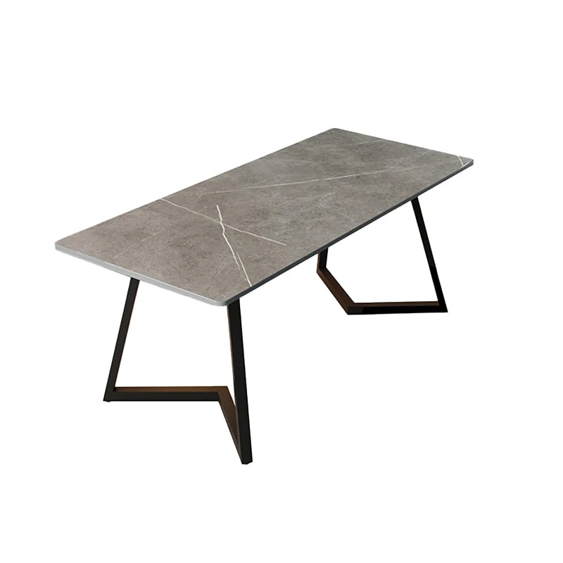 Bureau d'écriture rectangulaire gris/blanc, bureau de chambre à coucher avec pieds en métal Clearhalo