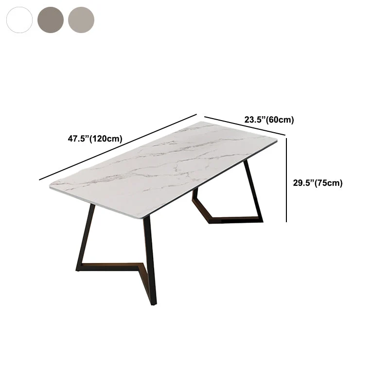 Bureau d'écriture rectangulaire gris/blanc, bureau de chambre à coucher avec pieds en métal Clearhalo