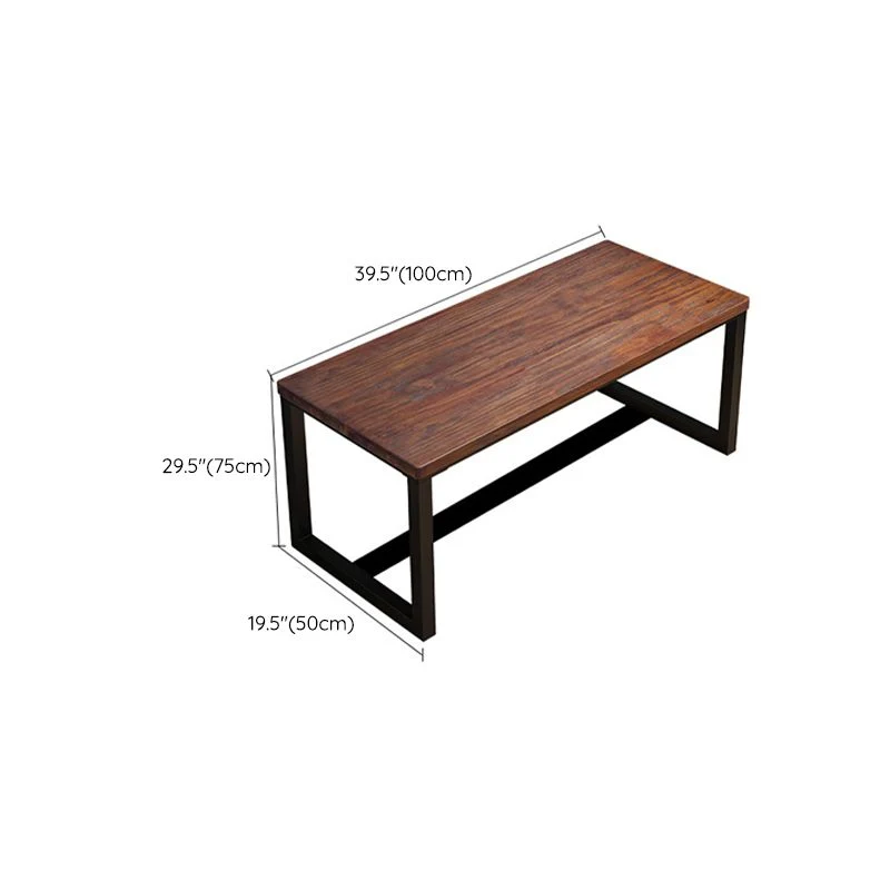 Bureau d'écriture rectangulaire industriel en bois massif avec pieds en métal Clearhalo