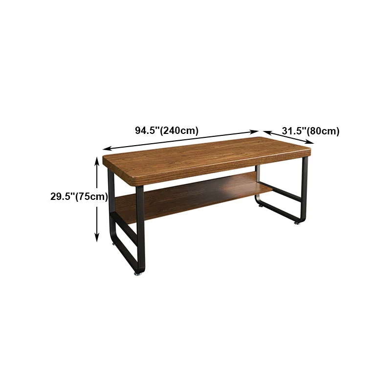 Bureau d'écriture rectangulaire industriel, bureau en bois massif pour bureau Clearhalo