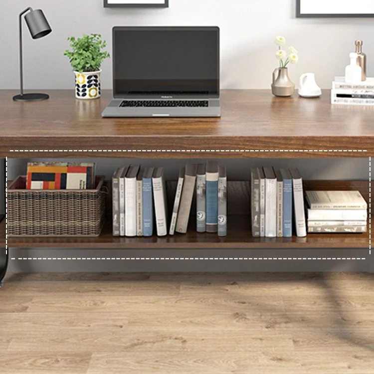 Bureau d'écriture rectangulaire industriel, bureau en bois massif pour bureau Clearhalo